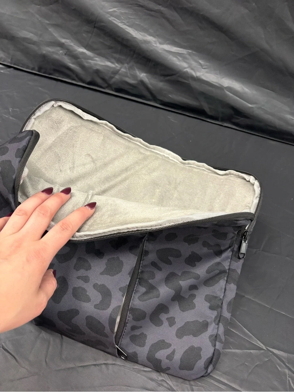 Leopard Print Laptop Sleeve in Gray
